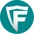 FeldmannCyber logo showing a shield with an engraved F inside a circle