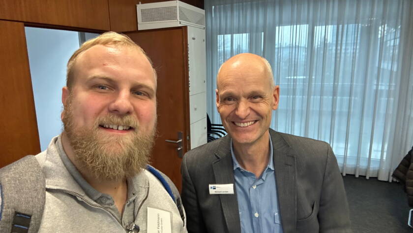 Mr. Jordan and Alexander Feldmann at the IT Managers Meeting of the IHK Darmstadt after a professional exchange on IT security monitoring.