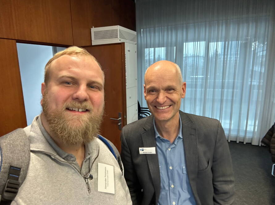 Mr. Jordan and Alexander Feldmann at the IT Managers Meeting of the IHK Darmstadt after a professional exchange on IT security monitoring.